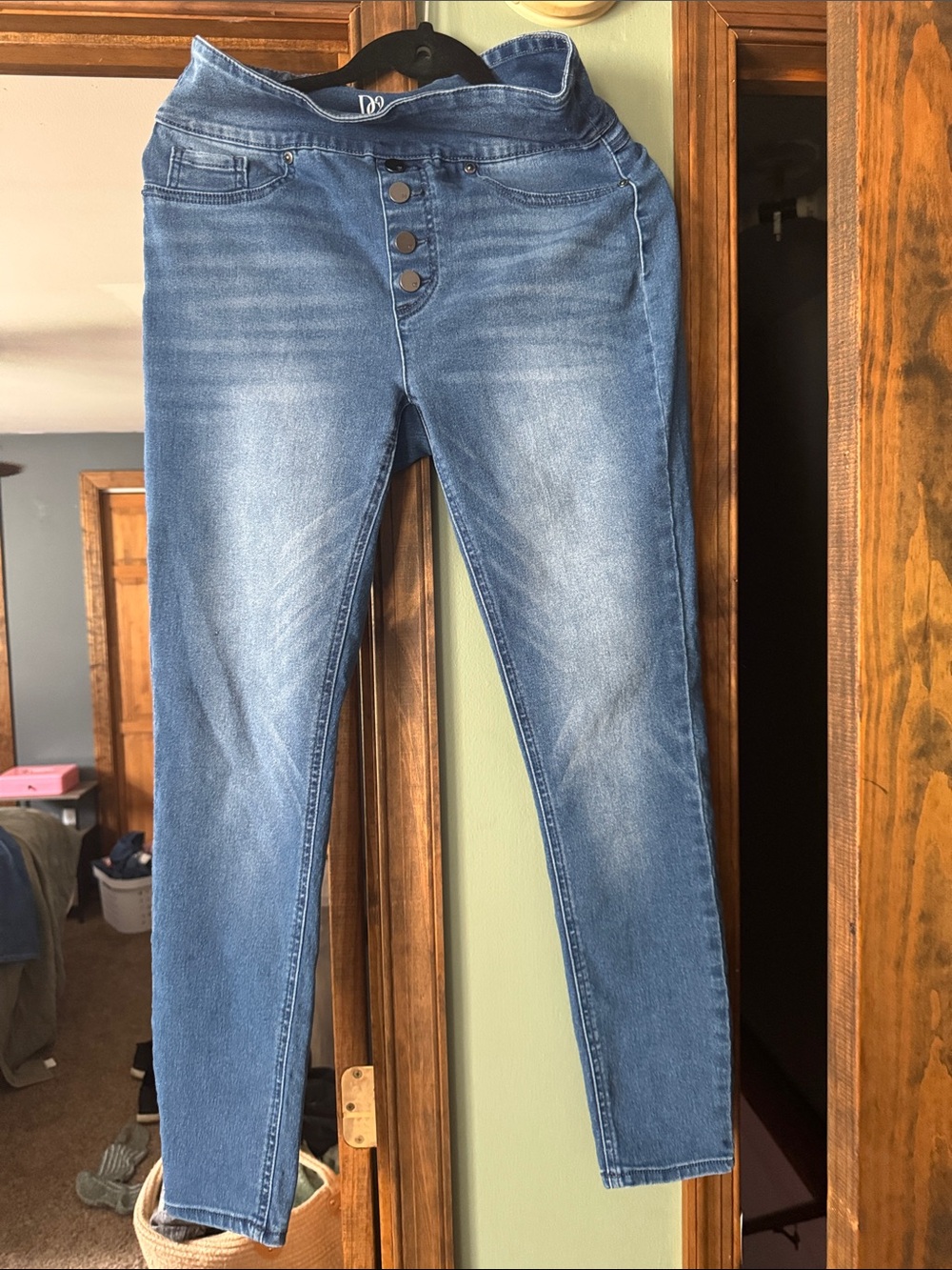 DG2 by Diane Gilman Medium Blue High-Rise Button-Front Jeggings